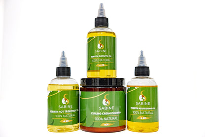 Rebirth Hair Care Bundle (Rebirth Growth Oil, Rebirth Hot Treatment Oil, Rebirth Nourishing Oil & Curling  Cream Custard)